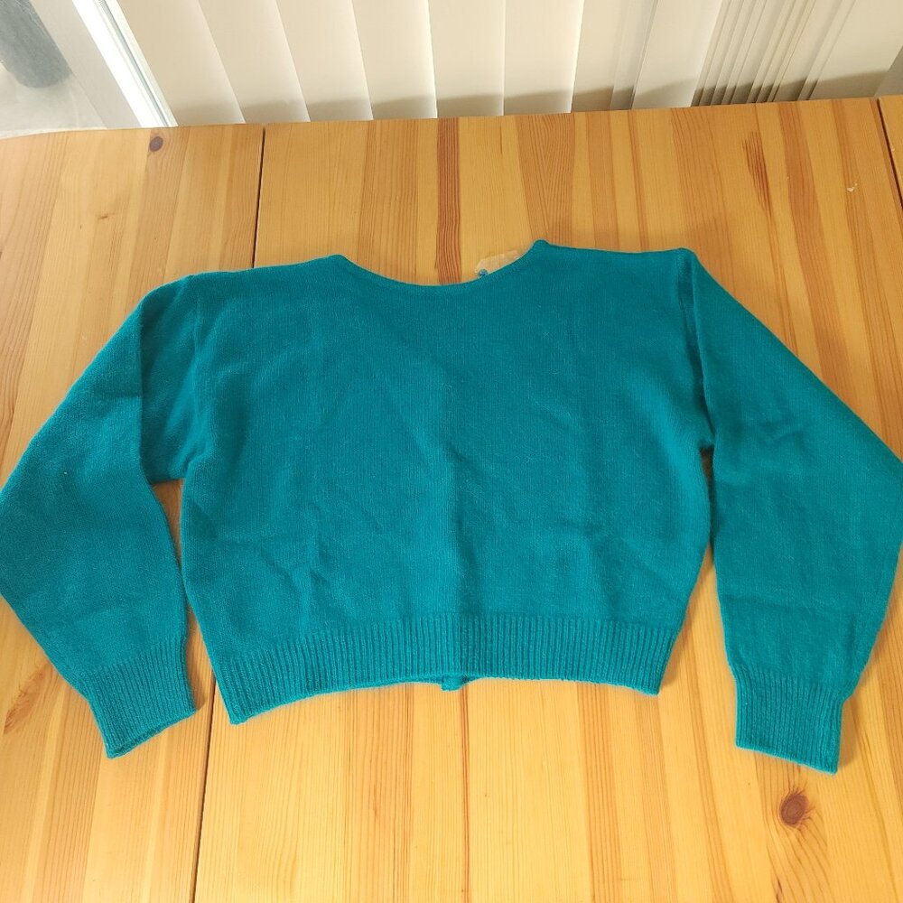 Vintage Dalmys Angora Lambswool Sweater, Teal Lightly Cropped, Classic S